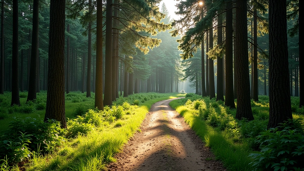 Miško takas, pušų krūvoje, šešėlis ir šviesa, vidinis maršrutas